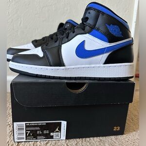 Nike Jordan 1 Mid (GS) White/Racer-Blue/Black